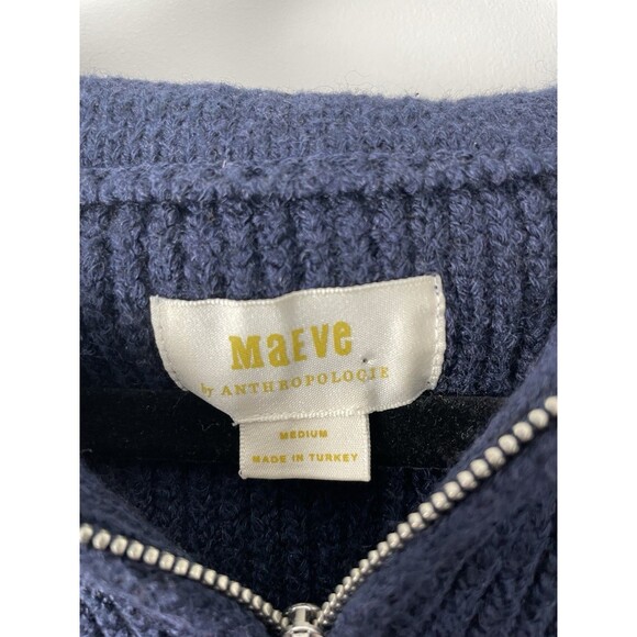 Maeve Navy Blue Sweater Best Turtleneck Size Medium Nautical Preppy Classic - Picture 2 of 8